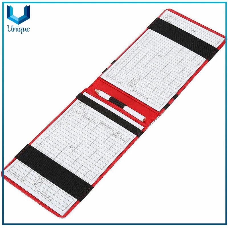 Brand New Black Leather Golf Scorecard Holder, High Quality Factory Wholesale Custom Design Golf Scorecrd Leather Holder